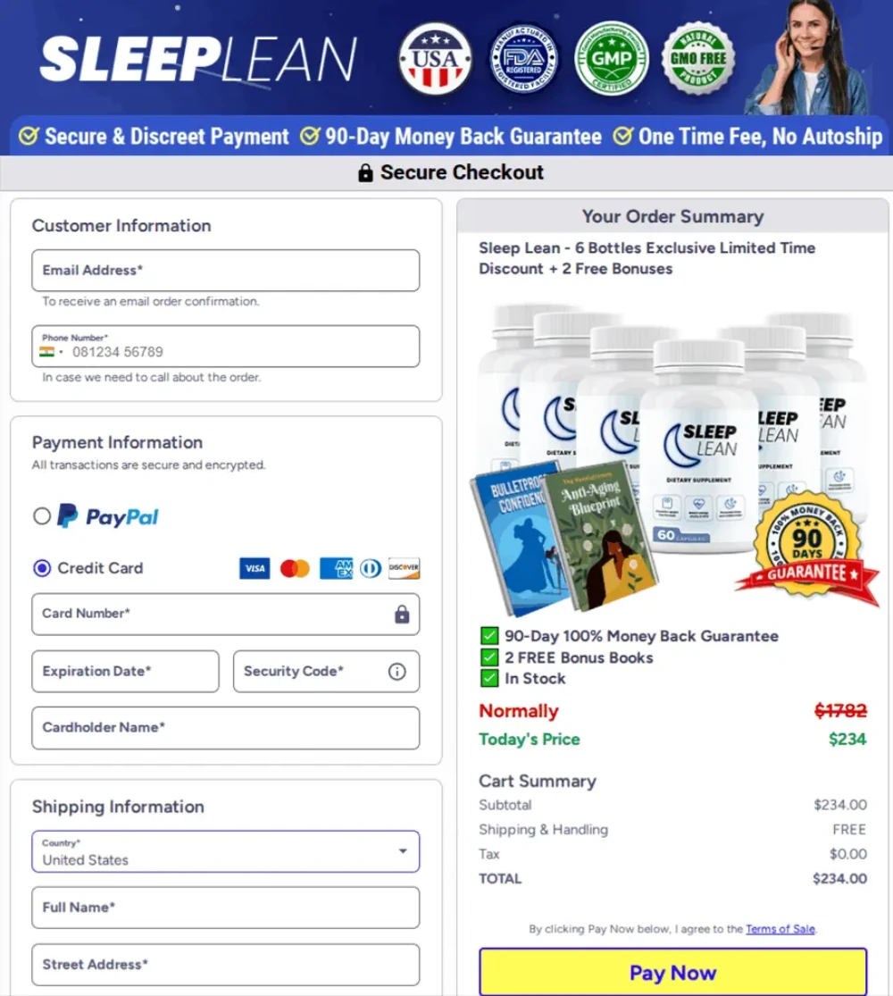 SleepLean Encrypted payment gateway ensuring secure purchase process